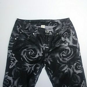 Justice Premium Jeans 14r Roses Pattern Skinny Jea